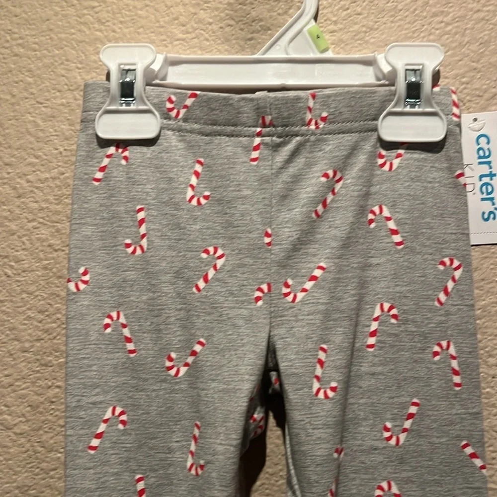 New Carter’s Kid Girls Candy Cane Christmas Leggings Size 4 NWT